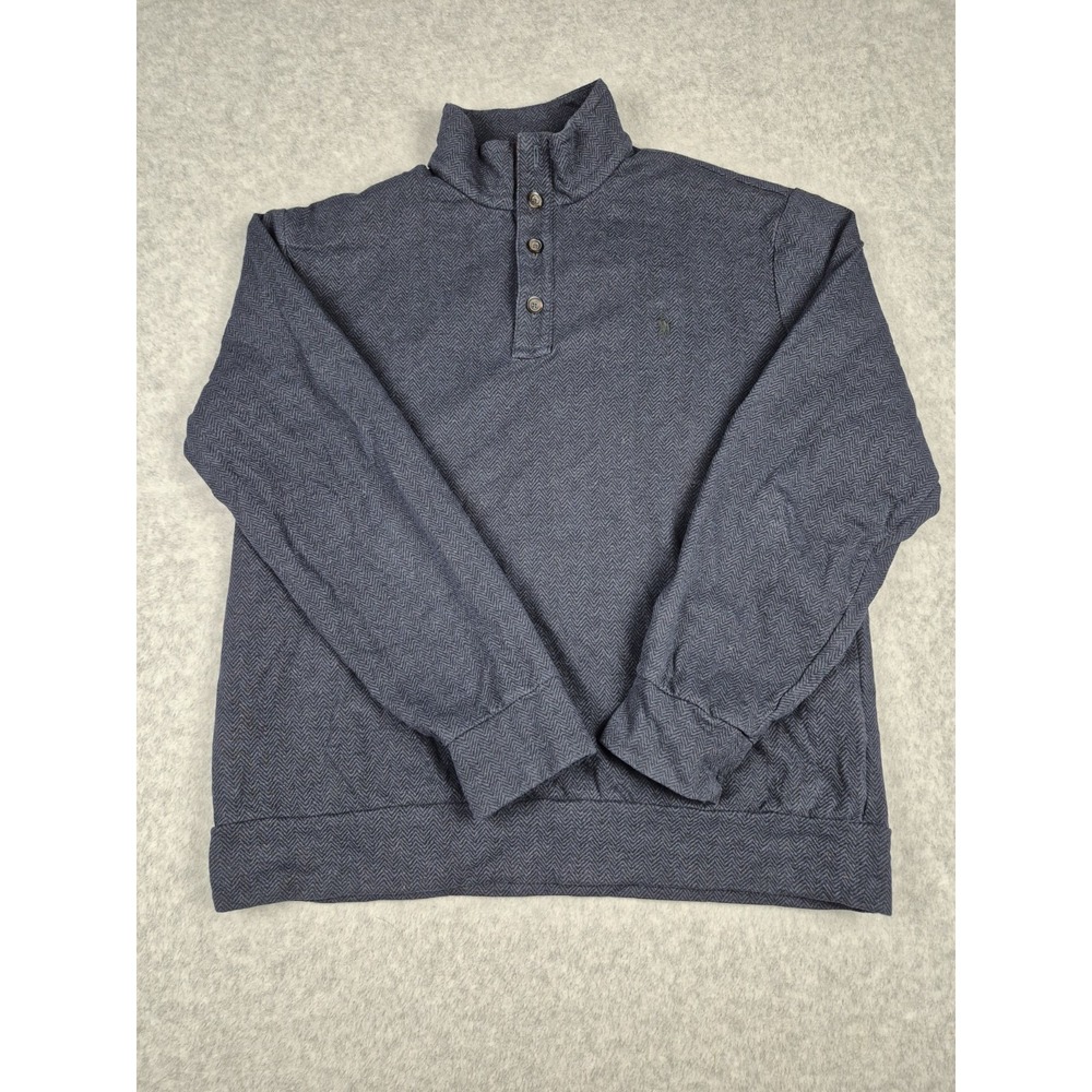 POLO RALPH LAUREN Men's Navy Blue Quilted Double-Knit Jersey Pullover Medium